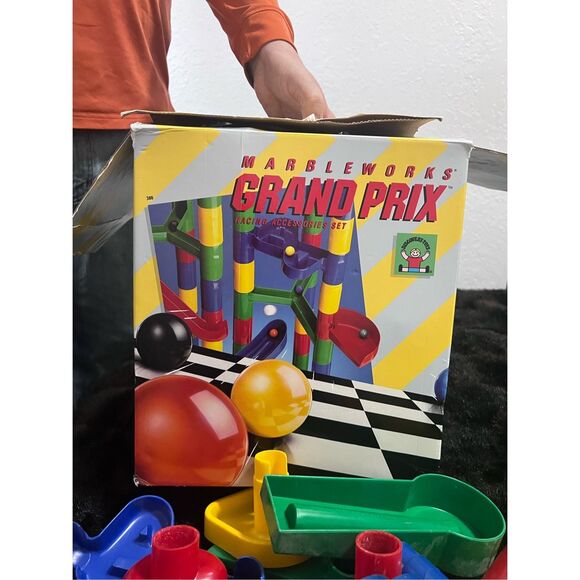 Vtg 90s Discovery Toys Super MARBLEWORKS Raceway Grand...